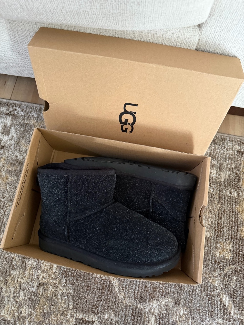 UGG Womens Classic Mini Sparkle Boots in Black